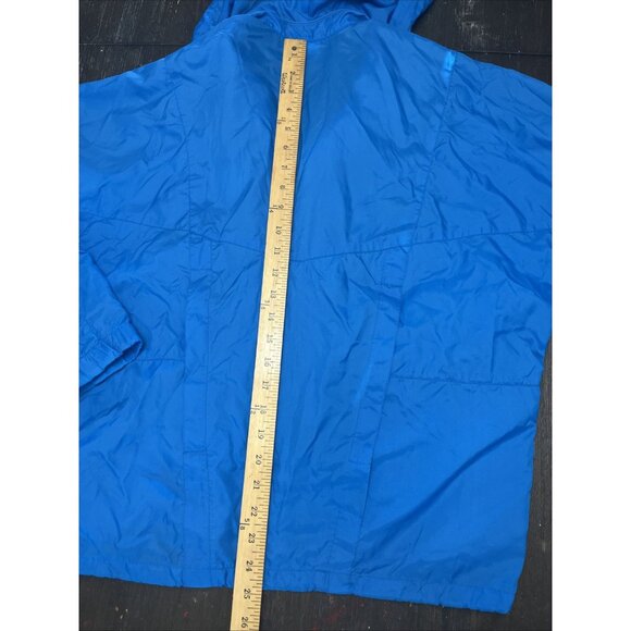 Nike Windbreaker Mens M Blue Vtg 90s Hooded Track Jacket Running Gray Tag Logo - Picture 5 of 8